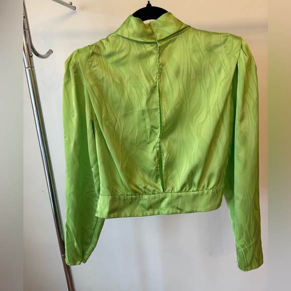 Ronny Kobo Collection Light Green Satin Jacquard Long-Sleeve Top - Picture 4 of 8